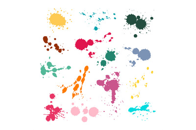 Color ink spot set. Splash and drop colours, colored stain paints blot