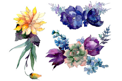 A bouquet of flowers Limitless joy watercolor PNG
