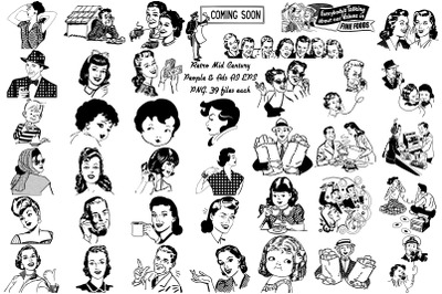 Retro Mid Century People and  Ads AI EPS PNG
