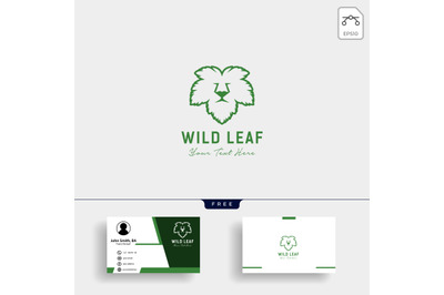 Lion wild leaf logo template