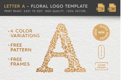 Letter A Logo - Floral Logo Template
