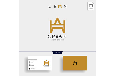 letter AW Crown Gold Initial logo template