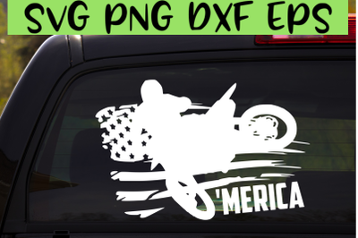 Dirt Bike Silhouette American Flag SVG PNG DXF &amp; EPS Design Files