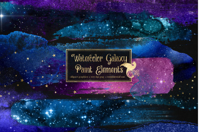 Watercolor Galaxy Paint Elements