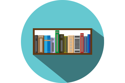 Book shelf icon flat style