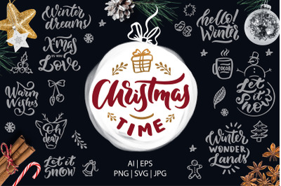 Christmas time lettering pack