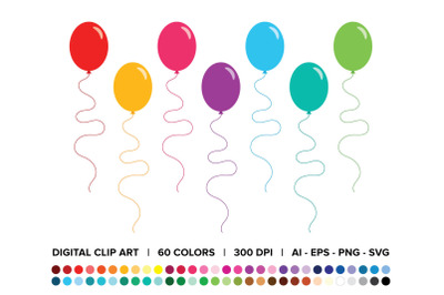 Party Balloons Clip Art Set