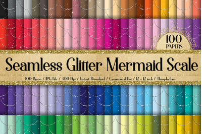 100 Seamless Fantasy Glitter Mermaid Scale Digital Papers