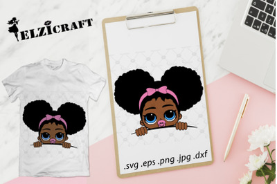 Afro Baby Girl Peeking SVG Cut File