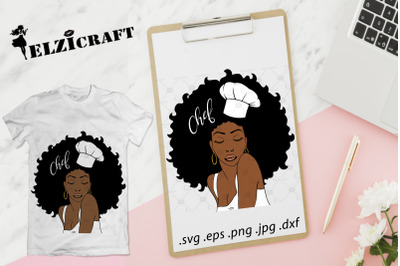Afro Woman Chef SVG Cut File