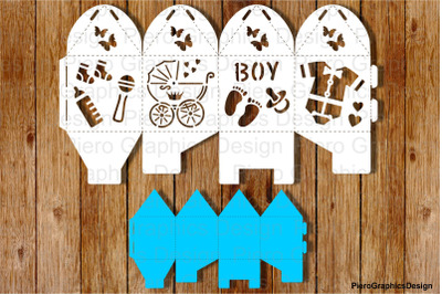 Baby Shower Box with interior color, two sizes 2 / 2,75 inch SVG files