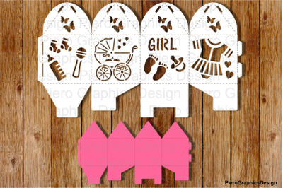 Baby Shower Box with interior color, two sizes 2 / 2,75 inch SVG files