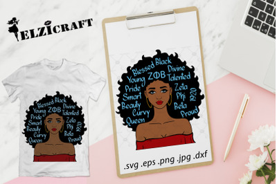 Afro Girl Zeta Phi Beta SVG Cut File