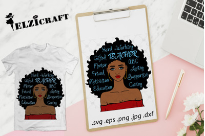 Afro Girl Teacher SVG Cut File