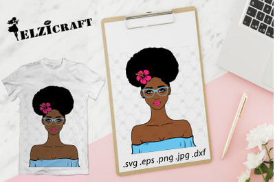 Afro Girl Hibiscus SVG Cut File