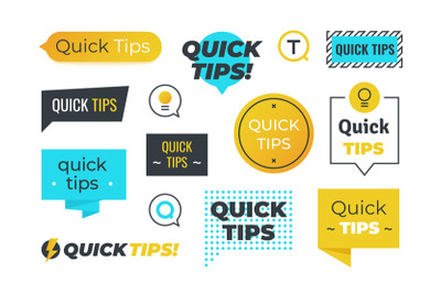 Advice shapes. Quick tips helpful tricks emblems and logos&2C; tip remind