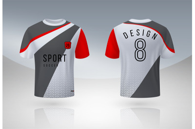 Realistic soccer shirt. Jersey sport uniform mock up, 3D football team