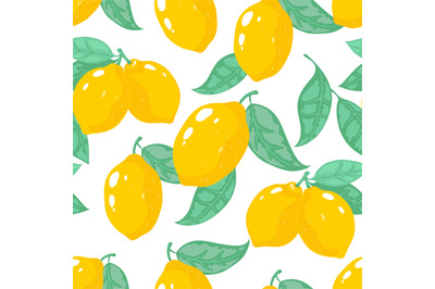 Hand drawn lemon pattern. Lemon tropical fruit seamless print, yellow