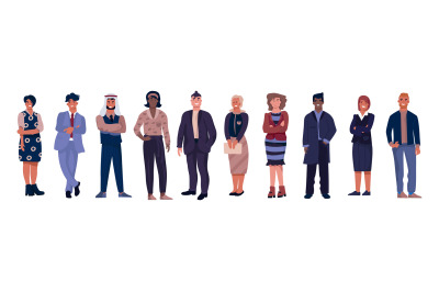 Diverse business characters. Office workers with equal opportunities,