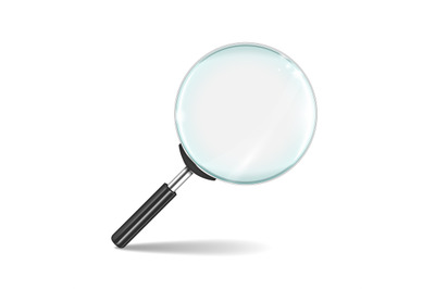 Magnifying glass. Transparent realistic zoom lens isolated on white ba