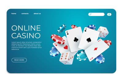 Online casino. Web landing page template for internet poker game. Vect