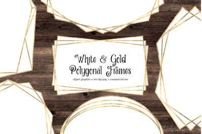 White and Gold Polygonal Frames