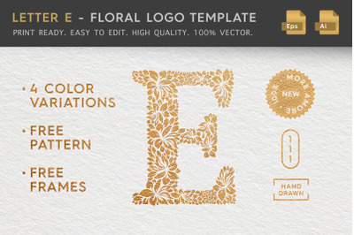 Letter E - Floral Logo Template