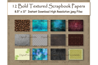 Textured Digital Paper 8.5&quot; x 11&quot; Bold Distressed scrapbook paper page