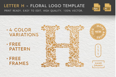 Letter H - Floral Logo Template