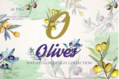 Olive branch green watercolor PNG