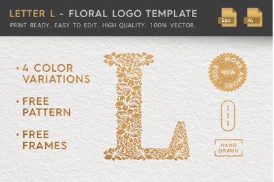 Letter L - Floral Logo Template