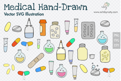 Medical Hand-Drawn SVG Vector Pack with 54 files.