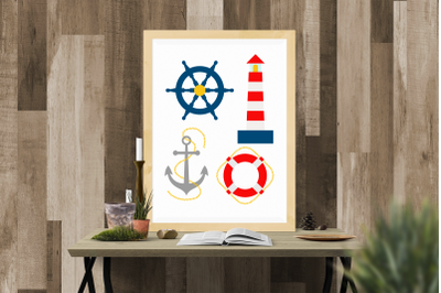 Nautical Lighthouse Life Preserver Ship Anchor Set | SVG | PNG | DXF