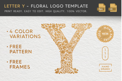 Letter Y - Floral Logo Template