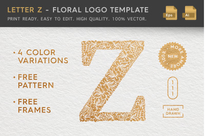 Letter Z - Floral Logo Template