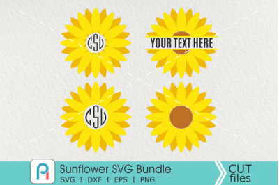 Sunflower Monogram Svg, Sunflower Svg, Sunflower Clipart