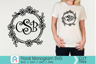 Floral Monogram Svg, Floral Svg, Floral Clipart