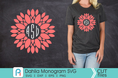 Dahlia Monogram Svg, Dahlia Svg, Dahlia Clip Art, Flower Svg