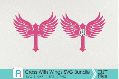Cross With Wings Monogram Svg, Cross Svg, Cross Clip Art
