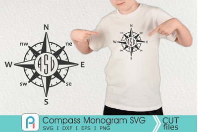 Compass Monogram Svg, Compass Svg, Compass Clip Art