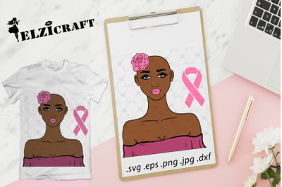 Afro Girl Cancer Survivor SVG Cut File