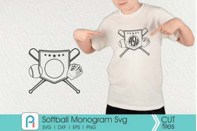 Softball Svg&2C; Softball Monogram Svg&2C; Softball Clip Art