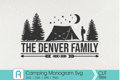 Camping Monogram Svg, Camper Svg, Camping Clip Art