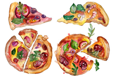 Appetizing pizza watercolor png