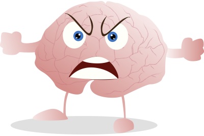 Angry and annoyed brain mascot isolated