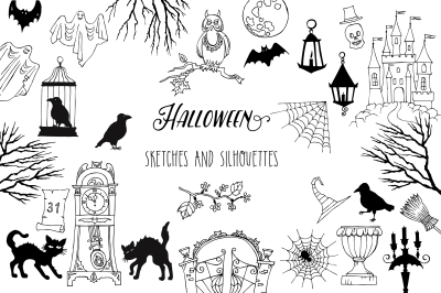 Halloween. Sketches and Silhouettes