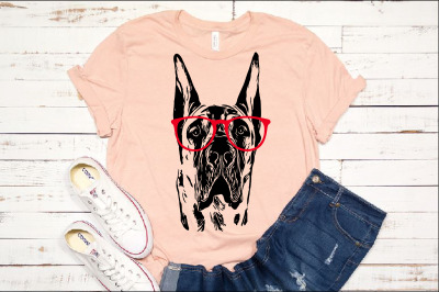 Great Dane whit Glasses svg dog American portrait, Hound, merica 1500