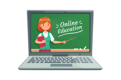 Online education with personal teacher. Professor teach computer techn