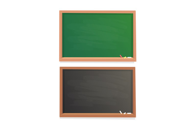 Empty school chalkboard. Black and green chalk blackboard in wooden fr