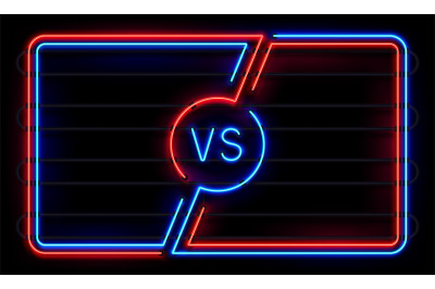 Versus neon frame. Sport battle glowing lines banner&2C; VS duel sign. Sp